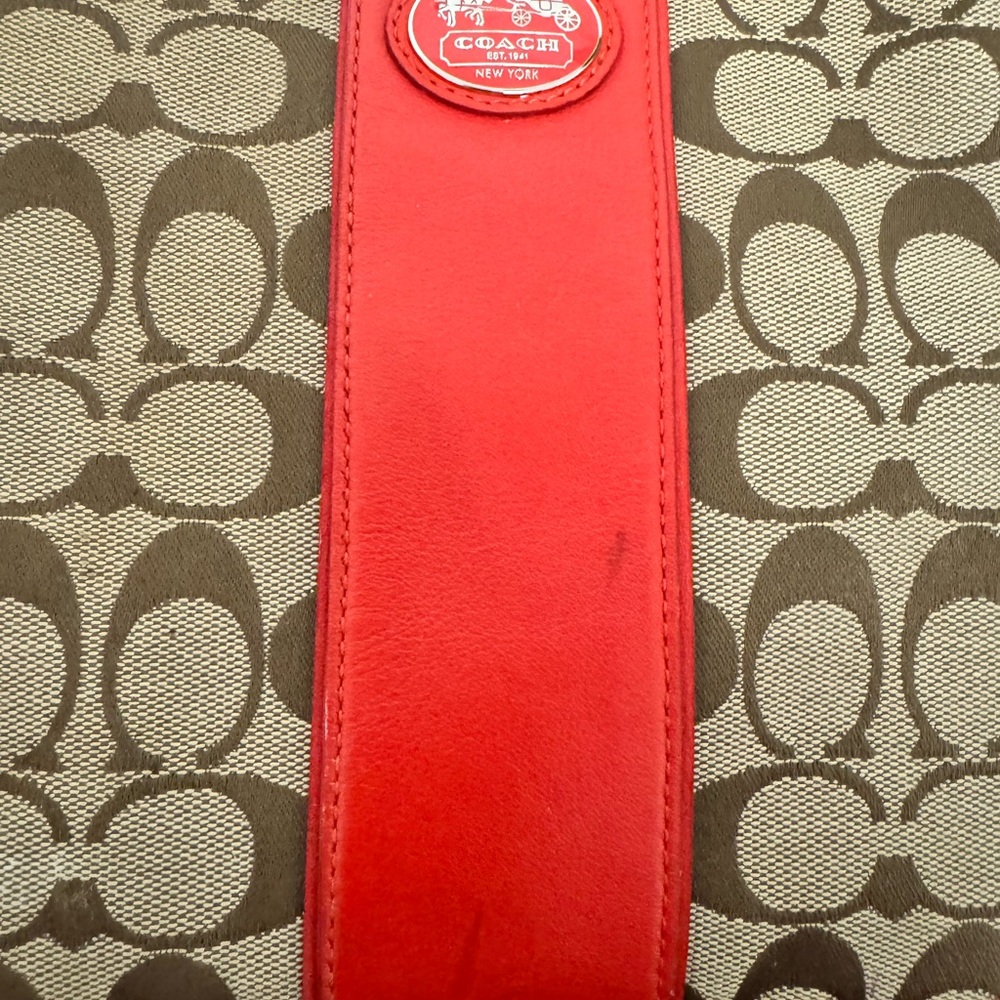Coach Crossbody Purse. Bright Coral and Tan. Small scuff (shown in picture).